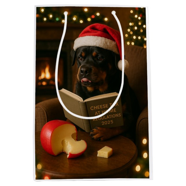 Cheese Tax Christmas gift bag - Rottweiler (Front)