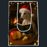 Cheese Tax Christmas gift bag - white Whippet<br><div class="desc">Individually designed Christmas gift bag featuring a gorgeous gray/white Whippet reading a book entitled 'Cheese Tax at Home Regulations 2025'.

We all know The Cheese Tax must be paid - rules are rules!</div>