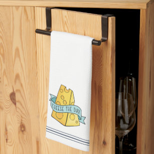 Cheese The Day Cute Funny Cheese Pun Tea Towel
