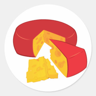 Cheese Wheel Red Wax Dairy Food Classic Round Sticker