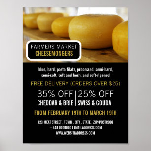 Cheese Wheels, Cheesemonger Advertising Poster
