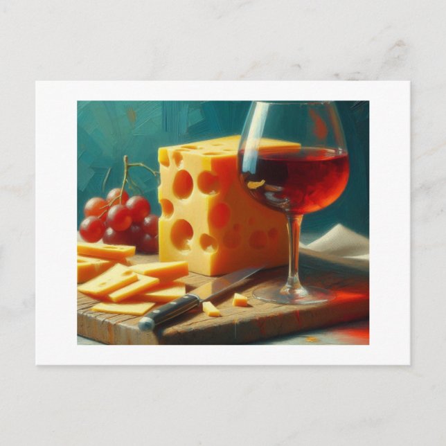 Cheese, Wine and Grapes,  Postcard (Front)