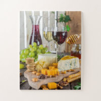 Cheese Wine Honey Walnuts Grapes Crackers Food