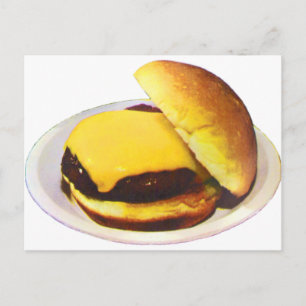 Cheeseburger 1955 postcard