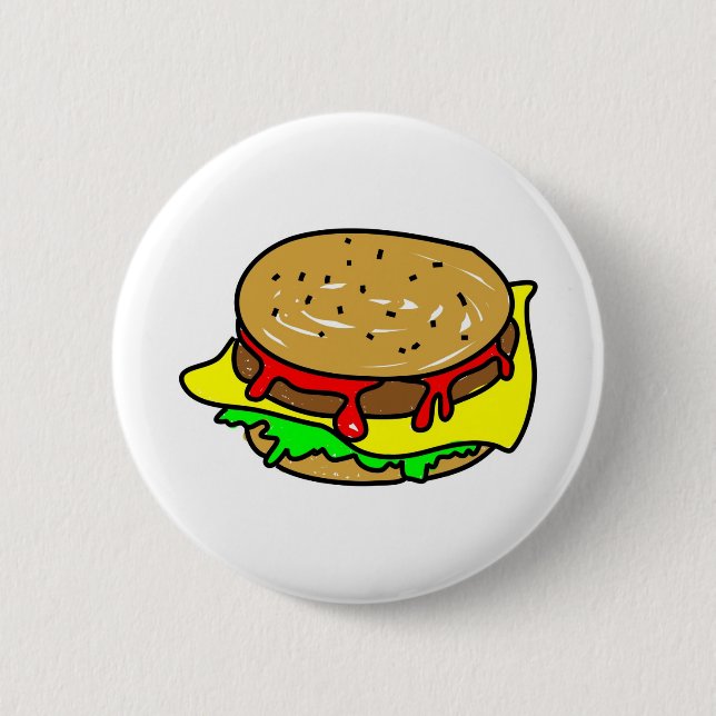 cheeseburger 6 cm round badge (Front)