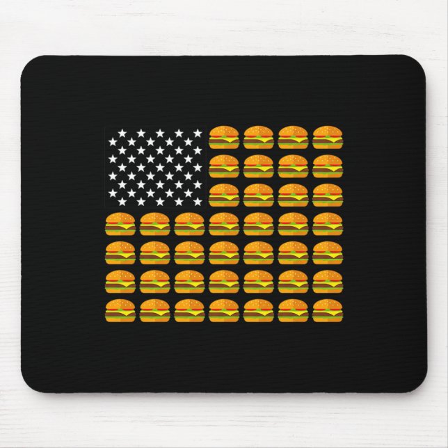 Cheeseburger Aaamerican Flag July 4th Patriotic Mouse Pad (Front)