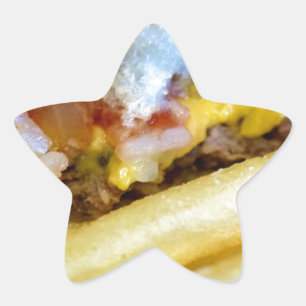 Cheeseburger and Fries Star Sticker