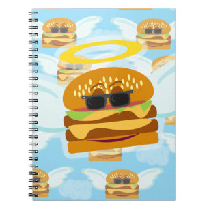 Cheeseburger Angel Fun Cartoon Pattern Spiral Notebook