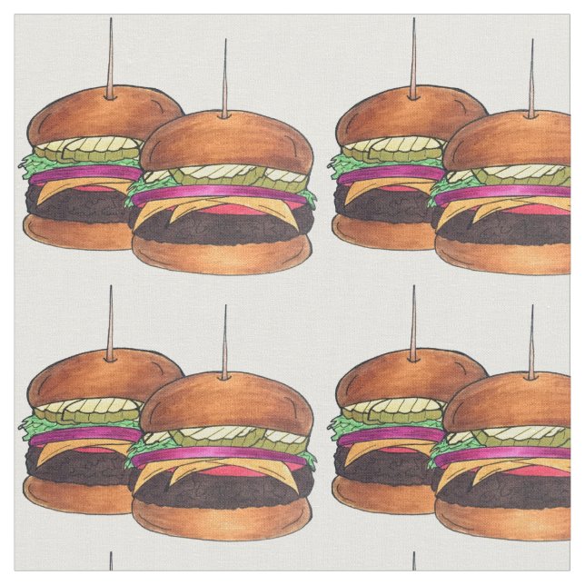 Cheeseburger Burger Hamburger Sliders Bar Food App Fabric (Close Up)