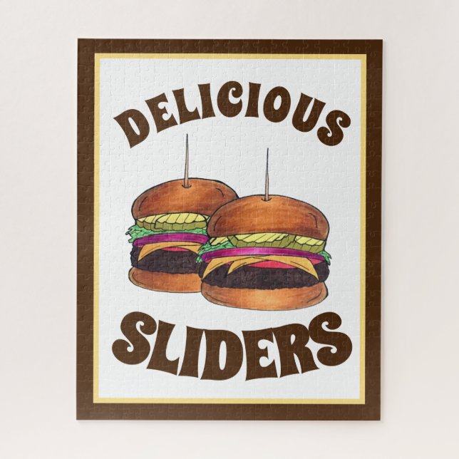 Cheeseburger Burger Hamburger Sliders Bar Food Jigsaw Puzzle (Vertical)