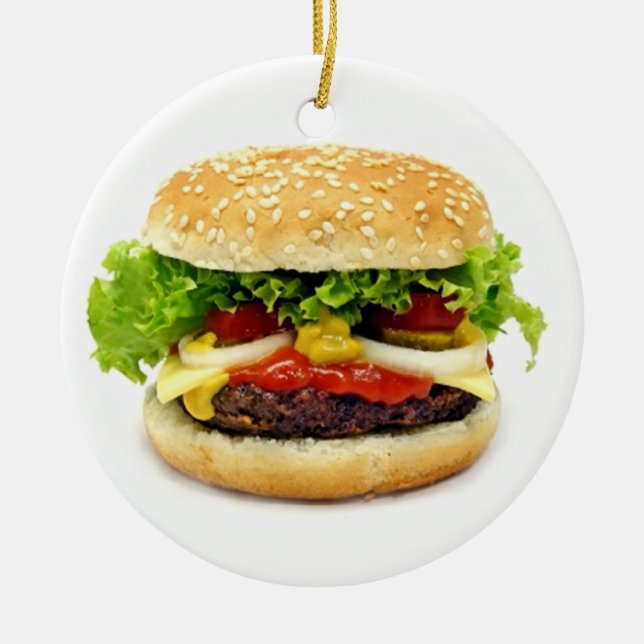Cheeseburger Ceramic Tree Decoration (Front)