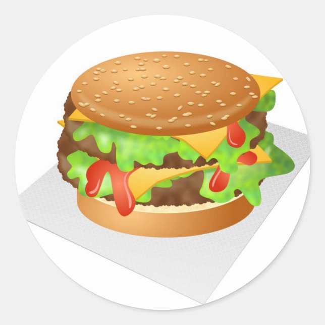 Cheeseburger Classic Round Sticker (Front)