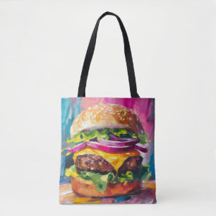 Cheeseburger Colorful Modern Abstract Art Tote Bag