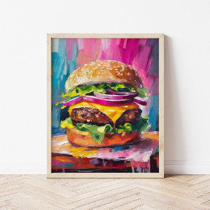Cheeseburger Colourful Modern Abstract Art Poster
