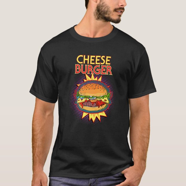 Cheeseburger French Fry Hamburger Food Flash T-Shirt (Front)