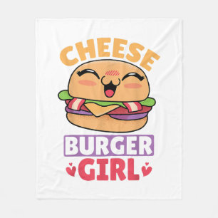 Cheeseburger Girl, Hamburger Women and Cheeseburge Fleece Blanket