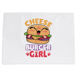 Cheeseburger Girl, Hamburger Women and Cheeseburge Large Gift Bag
