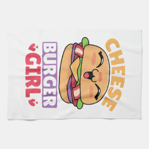 Cheeseburger Girl, Hamburger Women and Cheeseburge Tea Towel