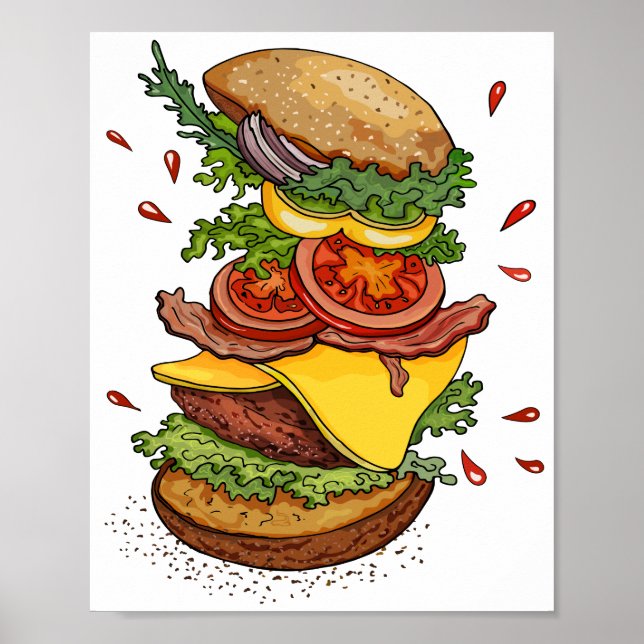 Cheeseburger Hamburger Burger Funny Food Poster (Front)