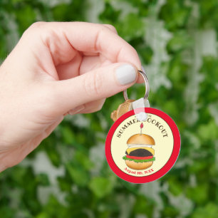 Cheeseburger Hamburger Burger Picnic Barbecue BBQ Key Ring