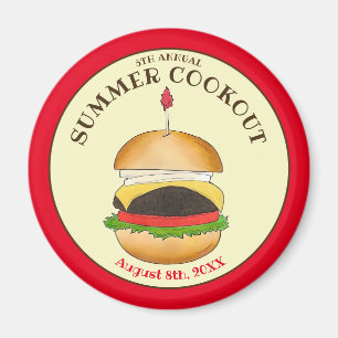 Cheeseburger Hamburger Burger Picnic Barbecue BBQ Magnet