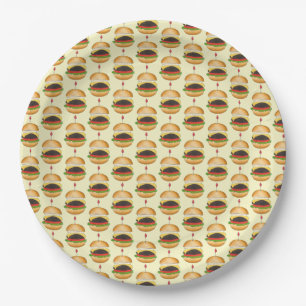 Cheeseburger Hamburger Cheese Burger Bun Paper Plate
