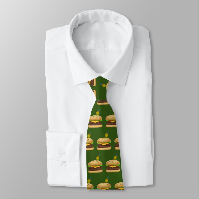 Cheeseburger/Hamburger Foodie Tie (Tied)