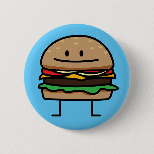 Cheeseburger Hamburger ground meat Beef cheese bun 6 Cm Round Badge
