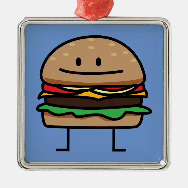 Cheeseburger Hamburger ground meat Beef cheese bun Metal Tree Decoration (Front)