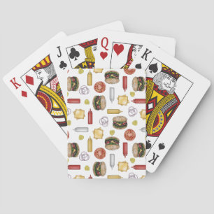 Cheeseburger Ingredients - White Playing Cards