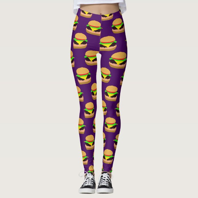 Cheeseburger Pattern Leggings (Front)
