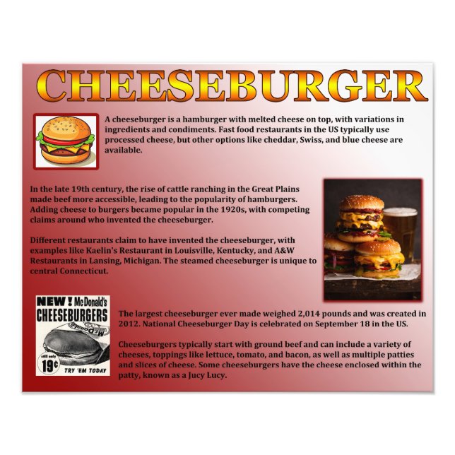 Cheeseburger Photo Print (Front)