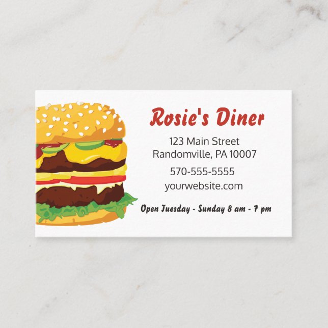 Cheeseburger Restaurant Business Card (Front)