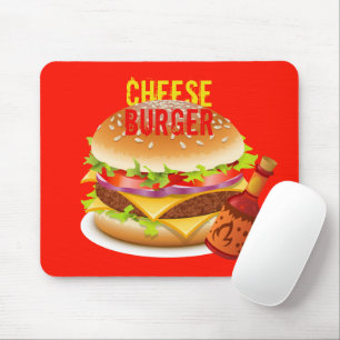 Cheeseburger With Chilli Sauce Red Mousepad