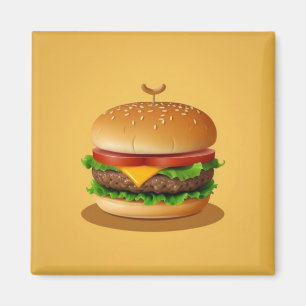 Cheeseburger with Yellow Background Magnet