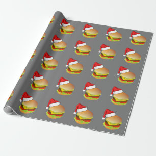 Cheeseburgers Hamburger Santa Hat Matching Xmas Wrapping Paper