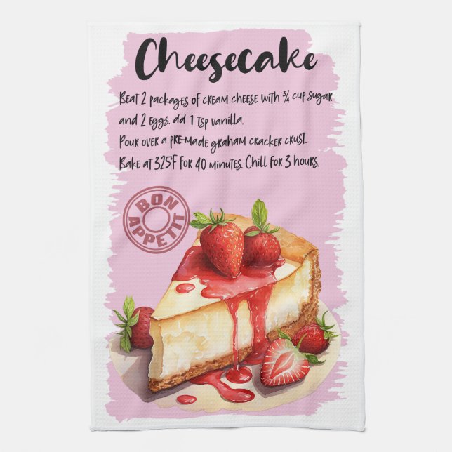 Cheesecake Baking Recipe Tea Towel (Vertical)