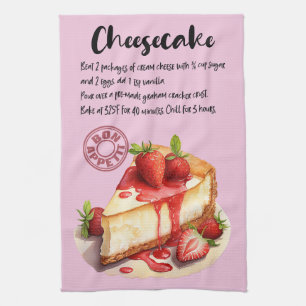 Cheesecake Baking Recipe Tea Towel
