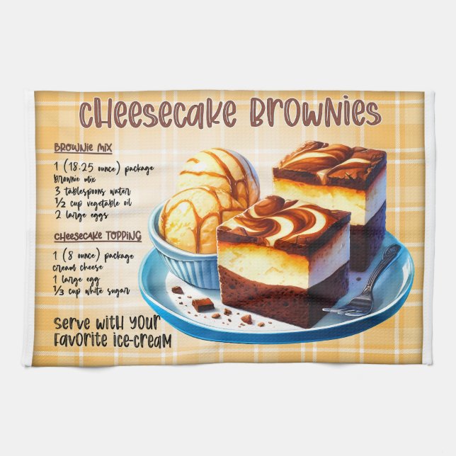 Cheesecake Brownies Recipe Tea Towel (Horizontal)