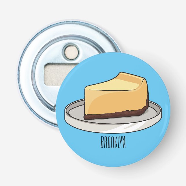 Cheesecake cartoon illustration bottle opener (Front)