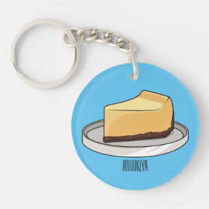 Cheesecake cartoon illustration  key ring