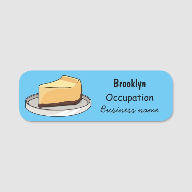 Cheesecake cartoon illustration name tag (Front)
