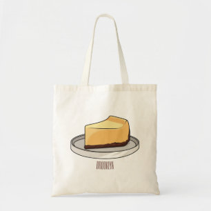 Cheesecake cartoon illustration tote bag