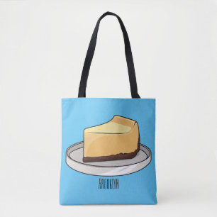 Cheesecake cartoon illustration tote bag