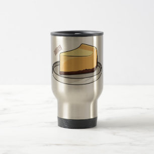 Cheesecake cartoon illustration travel mug