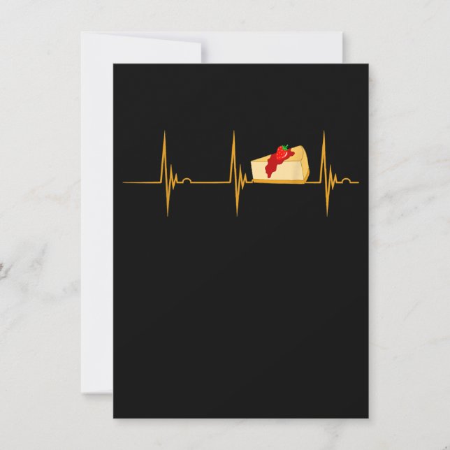 Cheesecake Dessert Cheese Cake Heartbeat Ekg Pulse Invitation (Front)