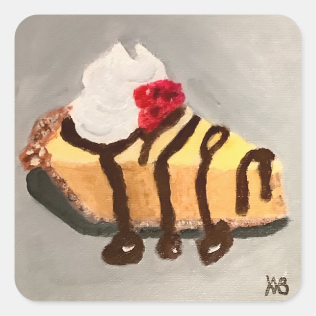 Cheesecake with Raspberries Square Sticker (Front)