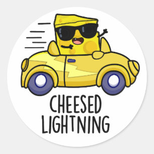 Cheesed Lightning Funny Cheese Pun Classic Round Sticker