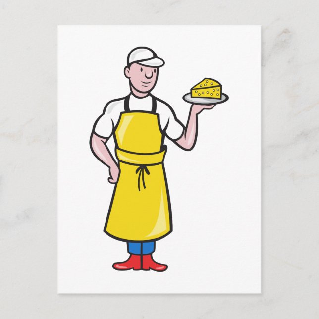 Cheesemaker Holding Plate of Cheese Postcard (Front)