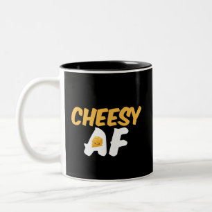 Cheesy AF Funny and Cute Cheese Lover Two-Tone Coffee Mug
